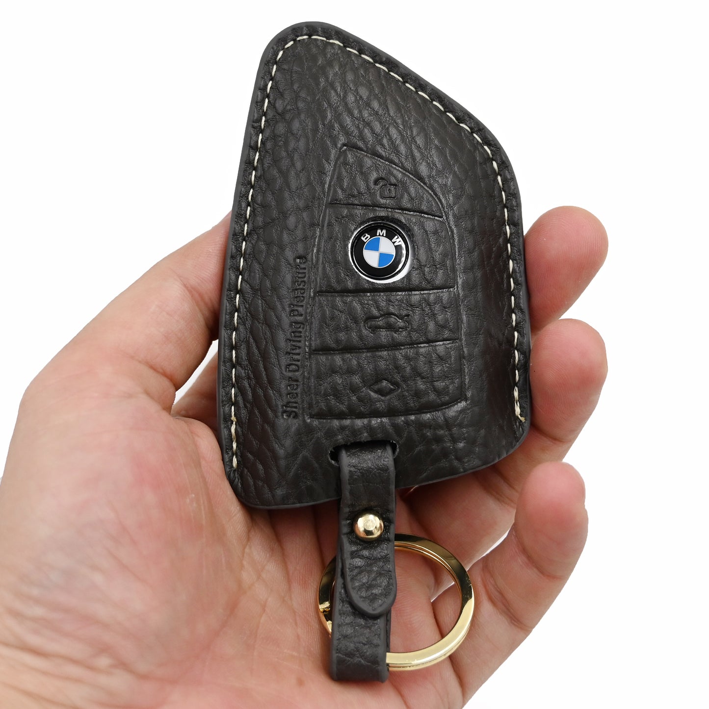 Genuine Leather Car Key Protect Case For BMW's Key With Keyrings