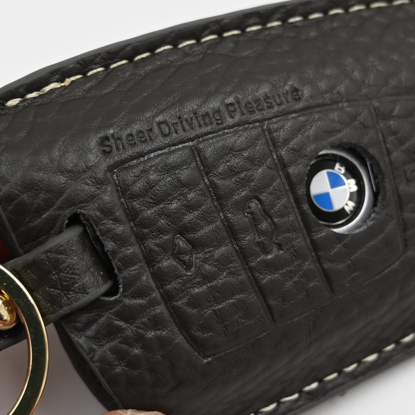 Genuine Leather Car Key Protect Case For BMW's Key With Keyrings