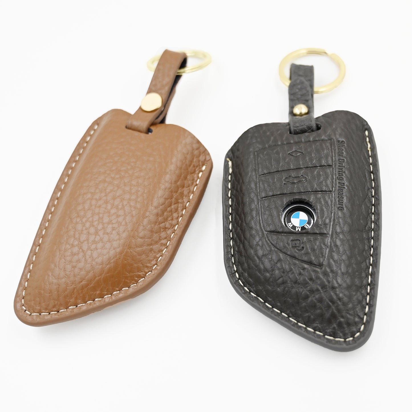Genuine Leather Car Key Protect Case For BMW's Key With Keyrings