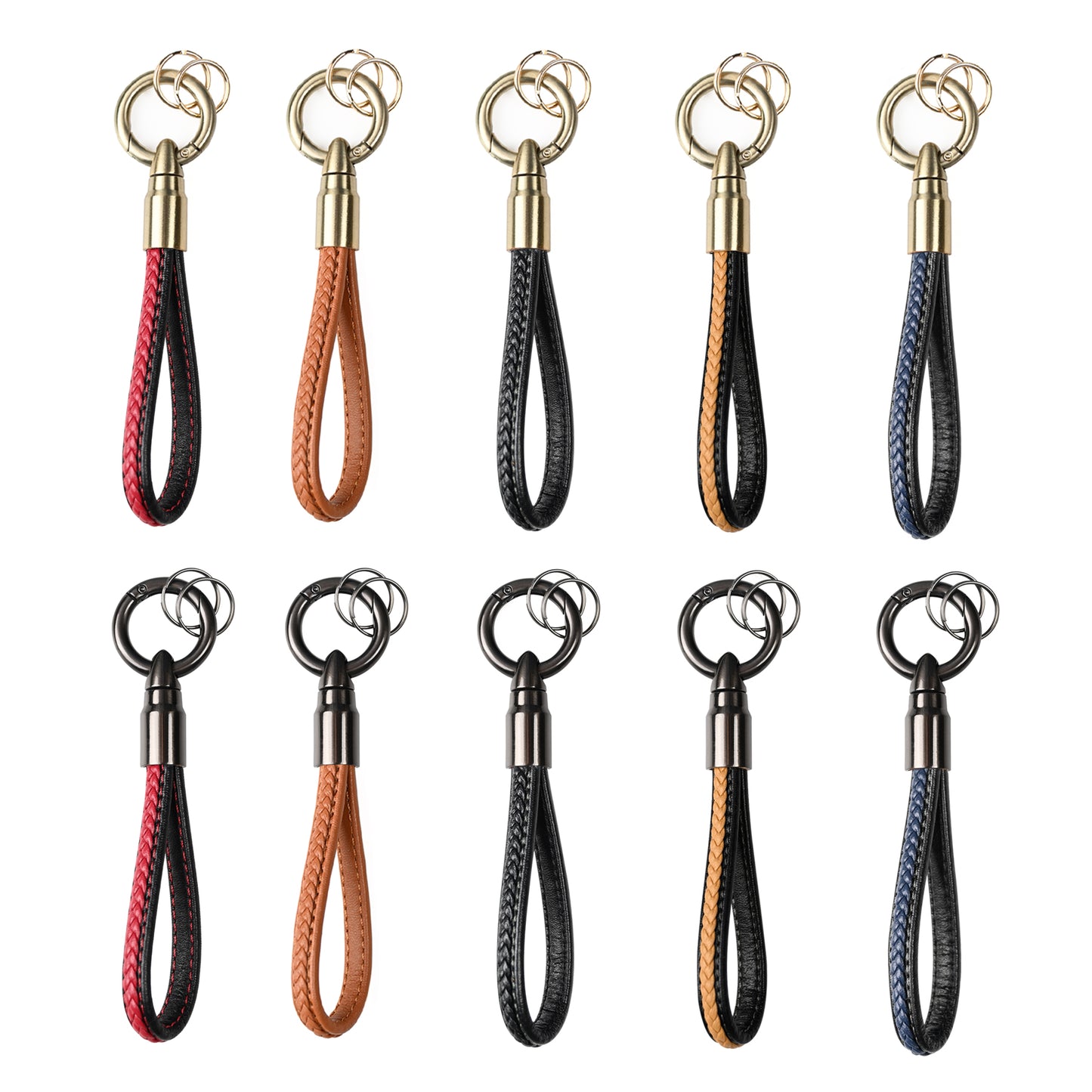 Leather Braided Keychain Carabiner Hook Keyrings