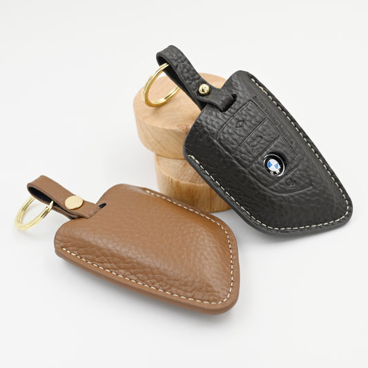 Genuine Leather Car Key Protect Case For BMW's Key With Keyrings