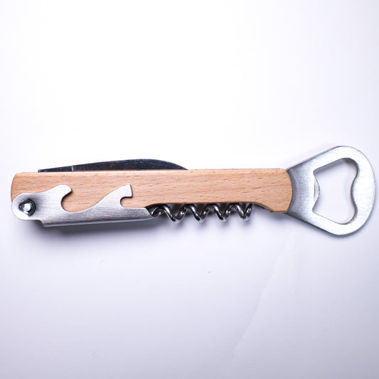 Stainless Steel Corkscrew Wood Decoration Strong Wine Bottle Opener
