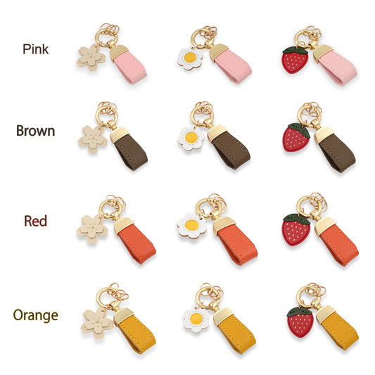 Custom Leather Keychains Bag Accessories Lovely Girls' Keyring